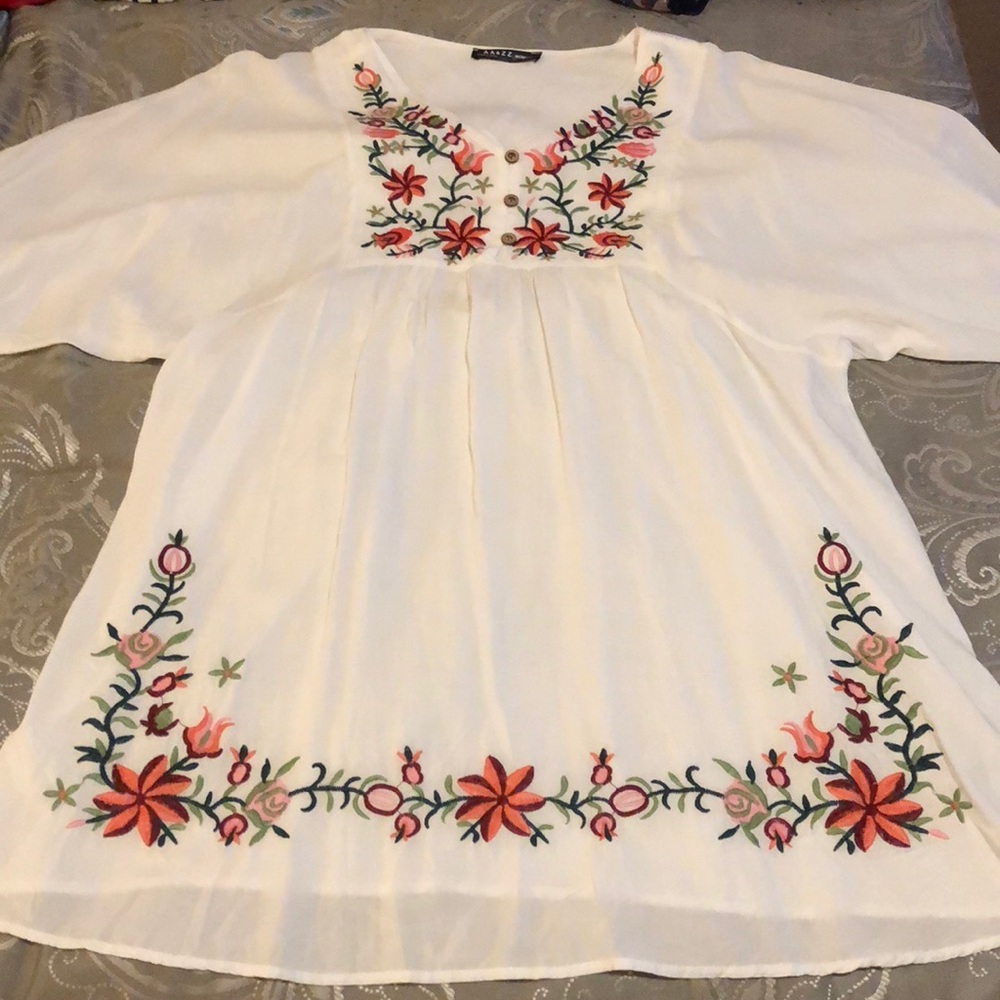 Embroidered summer shirt/ bathing suit cover